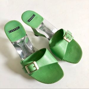 Casadei Wedge Sandal with Clear Acrylic Accent